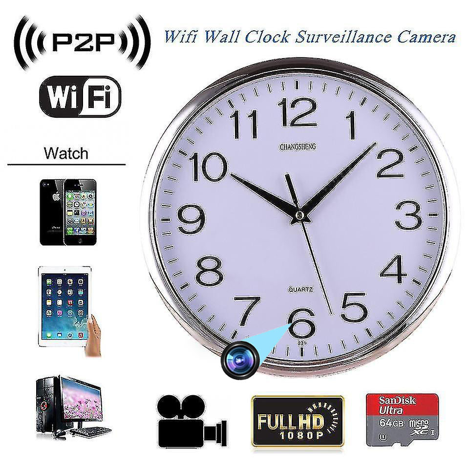 WCHA Wifi Hidden camera wall clock view from anywhere on your smartphone