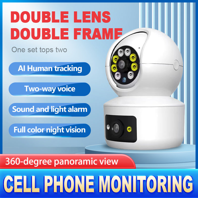 P002 Dual-Lens MINI Wifi IP Camera Baby Monitor PTZ Indoor Auto Tracking Two Way Audio CCTV Home Security IP Video