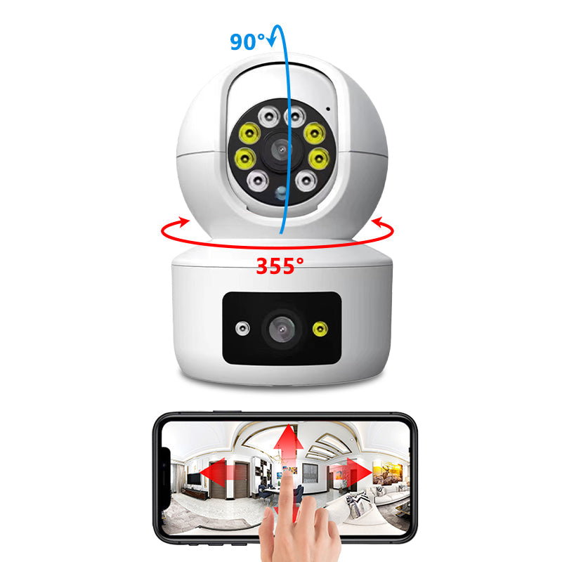 P002 Dual-Lens MINI Wifi IP Camera Baby Monitor PTZ Indoor Auto Tracking Two Way Audio CCTV Home Security IP Video